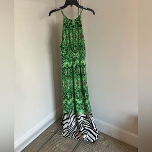 London Times Green Print Maxi Dress